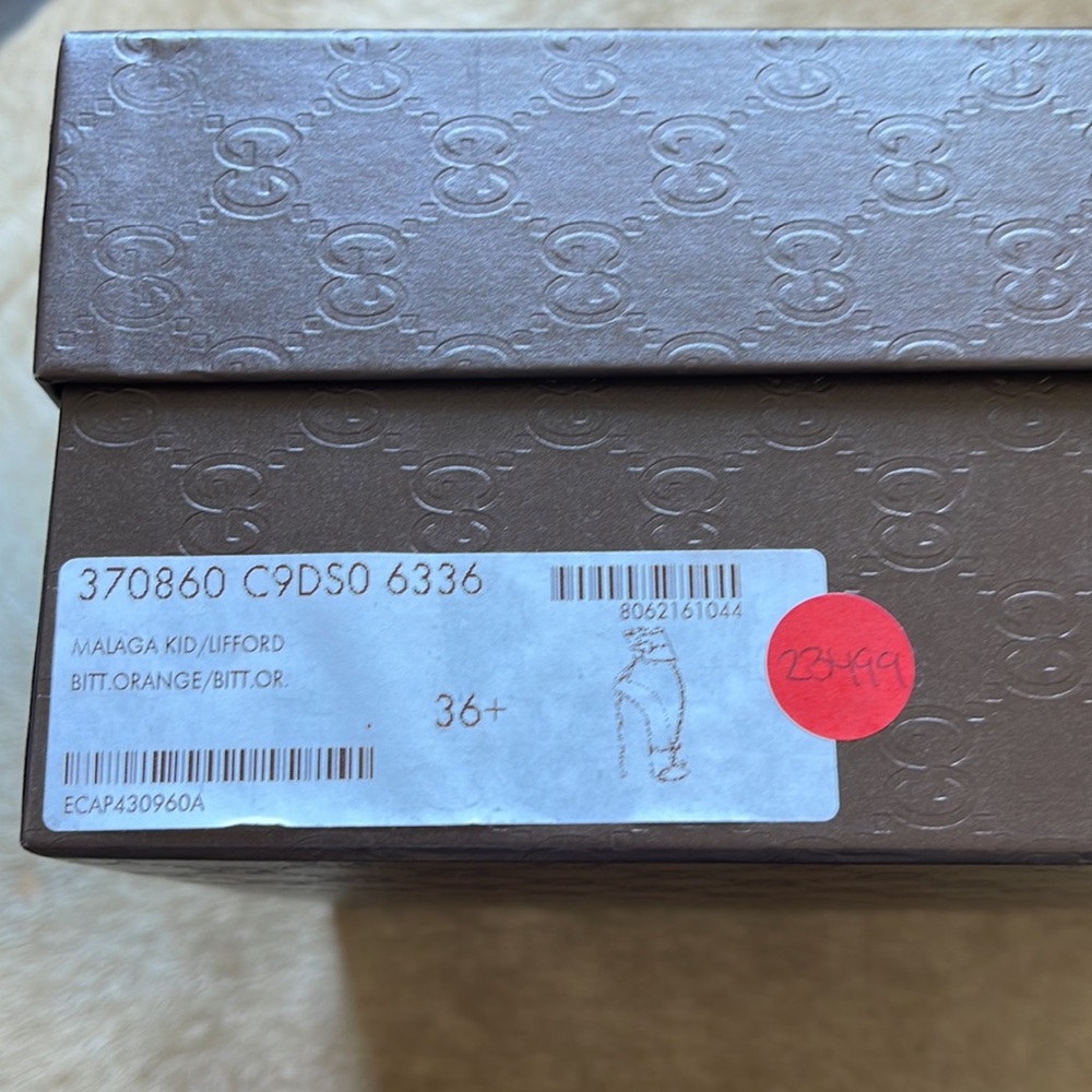 Gucci Malaga Kid Lifford Bitt Orange Size 36.5 - Picture 14 of 16